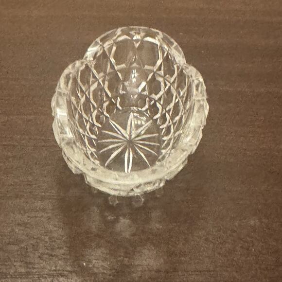 VTG Salt Cellar Oval Clear Glass Open Starburst Star Trinket Dish Candy Bowl - Picture 5 of 14